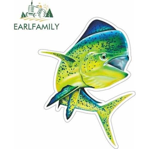 EARLFAMILY 13cm x 9.5cm Blue Yellow Ocean Fish Cartoon Car Stickers Vinyl JDM Bumper Trunk Truck Graphics Waterproof Anime