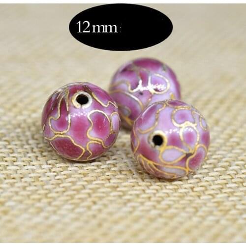 3pcs Cloisonne Enamel Polished 12mm Round Loose Beaded Copper Accessories Chinese DIY Jewelry Making Earrings Necklace Bracelets