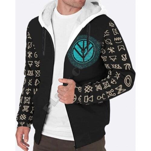 Viking Tattoo 3D printed Fleece zipper Hoodies Men Women Winter Warm double plus velvet jacket cosplay costumes Casual Coat 02