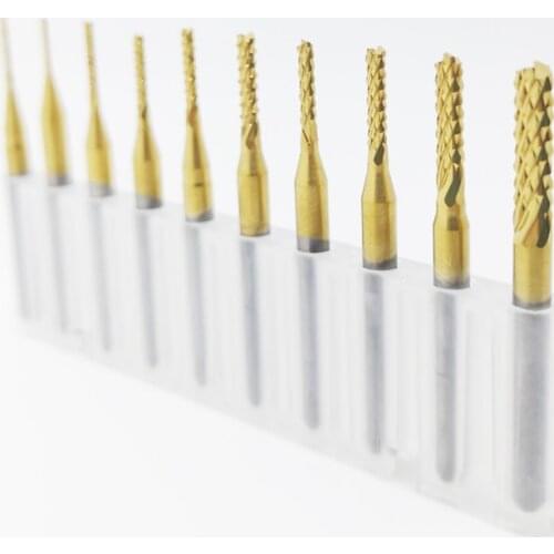 1pcs 0.8mm-3.175mm Titanium Coated Carbide Milling Cutter Engraving Edge Cutter CNC Router Bits End Mill for PCB Machine