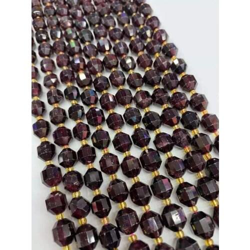 Natural stone garnet lantern beads cut face corner beads DIY crystal semi-finished accessories accessories 38 cm long