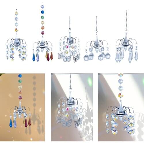 Crystal Pendant Wind Chime Chandelier Shaped Prism Faceted Hanging Jewelry Ornament Glass Sun Catchers Indoor Outdoor Decor