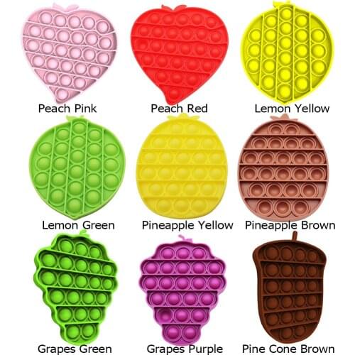 Fruit Shape Push Bubble Sensory Toys Kids Adult Autism Anti-stress Toys Puzzle Game Stress Reliever Squeeze Vent Toy