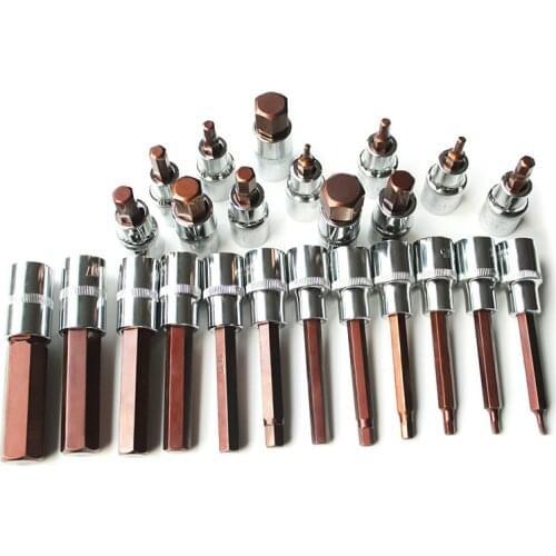 Quality 60/100mm 1/2" S2 Alloy steel Hex Bit Socket Screwdriver Square Impact Driver Wrench Tool Screwdriver sleeve head wrench