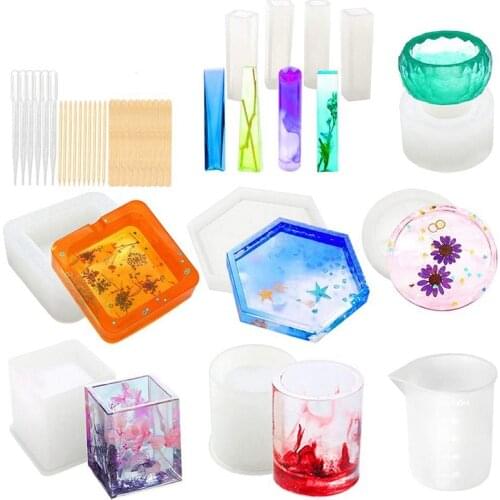 Kili Silicone Molds for Resin Epoxy Resin Casting Art Molds for Diy Cup Pen Soap Candle Holder Ashtray Flower Pot Coaster Pendan