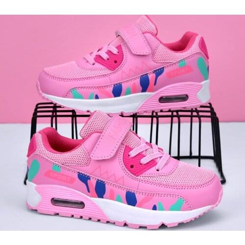 Sports Running Shoes Kids Girls Sneakers Teenager Trainers Breathable Casual Outdoor Tennis Shoes Girl Black Pink Big Size 37-38