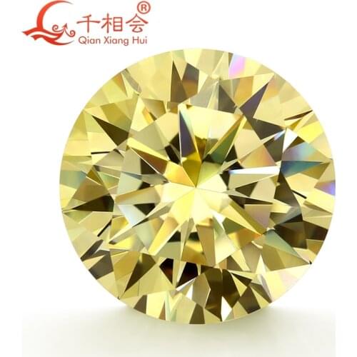 Round shape brilliant cut diamo nd vivid yellow color cubic zirconia stone cz loose stone