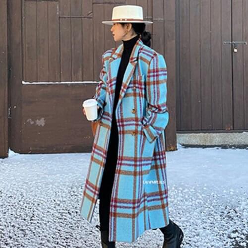 LAJWMPLXLS Women's Plaid Coats