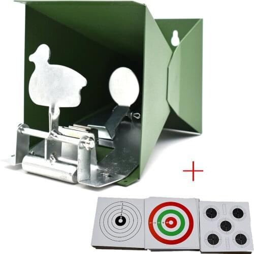 Metal Auto-reset Pellet Trap Shooting Targets Holder Papers Targets for BB Air Gun Airsoft Paintball Shooting Indoor Training