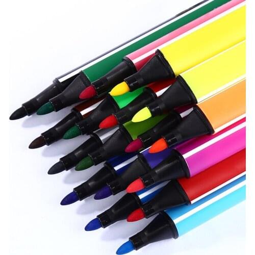 Watercolor Pen Set For Children Washable 12/24color Painting Brush Art Graffiti Soft Head Large Capacity Office School Supplies