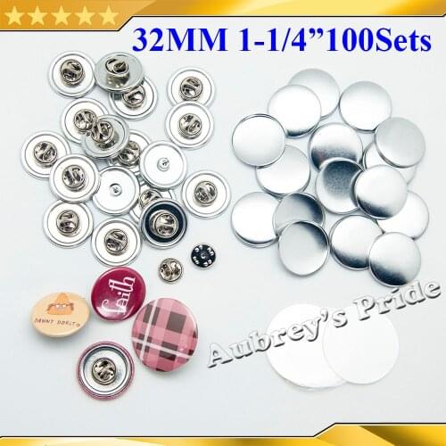 100 Sets 1-1/4" 32mm NEW Professional Butterfly Clutch-Back Metal All Steel Badge Button Maker Button Supply Materials