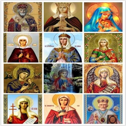 5D FULL square diamond embroidery religion paintings icon set for cross stitch portrait mosaic diamond drill rhinestone pattern