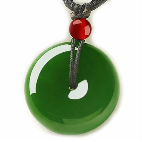 Natural Green HeTian Jade Jasper Peace Buckle Auspicious Blessings Lucky Pendants + Free Necklace Certificate lovers Jewelry