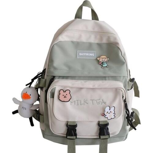Nylon Rucksack Buckle Design Girls Waterproof BookBag For Teenager Students School Bag Mochila Kawaii Backpack Women