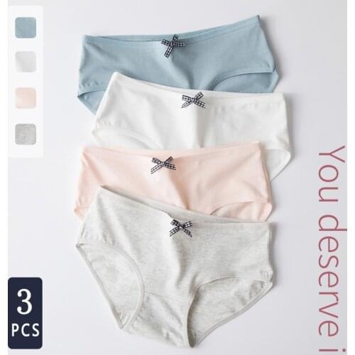 Norns underwear ladies cotton pure cotton crotch large size mid-waist girl summer thin section breathable bow underwear