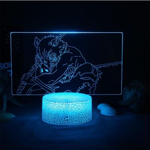 Manga Demon Slayer 3D Night Light Desk Table Lamps For Home Decoration Light Gift For Friend Kimetsu No Yaiba Hashibira Inosuke