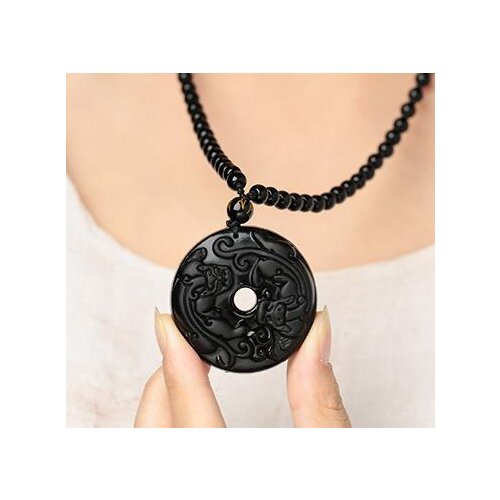 Obsidian Carving Wolf head Elephant Necklace Pendant YIN YANG Pendant Necklace Obsidian Lucky Pendants Stone crafts