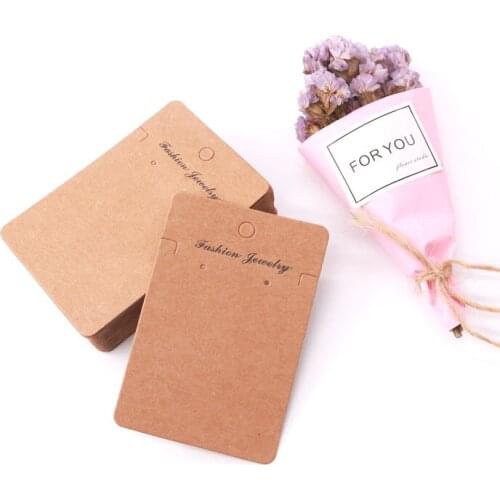 Wholesale 100Pcs/lot 6x9cm White/Brown Jewelry Cards Paper Earrings Card Necklace Display Packaging Cards Tags Can Custom Logo
