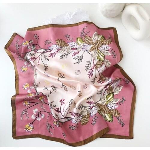 70*70cm Design 2020NEW women silk Square scarf printed foulard bandana Headband Wrap scarves neck hair scarves for ladies shawlS