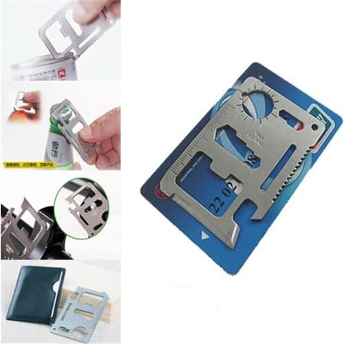 Portable Multitool Carbon Steel Tool Knife Card Bottle Opener Saw Ruler Slotted Screwdriver Wrench Multi Camping Hand Tool Card