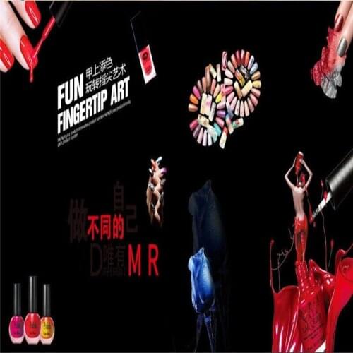 Modern Personality Makeup Nail Industrial Decor Black Background Wall Mural Wallpaper 3D Beauty Salon Nail Store Wall Paper 3D
