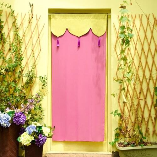 Cloth Curtains Southeast Asian Style Pink Yellow Door Curtains For Kitchen Bedroom Decor Short Curtain Two-color Cortina