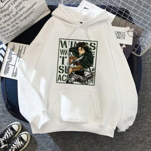 Kawaii Style Sweatshirt Male Cartoon Harajuku Japanese Anime Attack on Titan Hoodie Clothes Streetwear Men Customized Own Logo