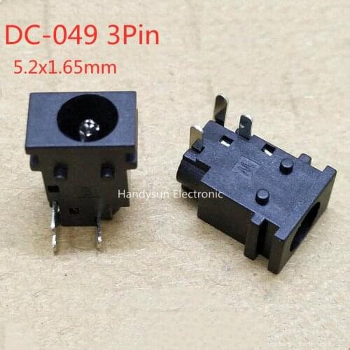 DC-049 DC Power Socket Female Base 5.2x1.65mm 3Pin Direct Plug All Copper With Positioning Post Panel Mount Connector Adapter