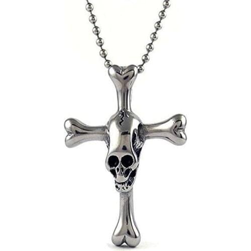 2 Style Chains punk skull cross pendant necklace men bone statement necklace women skull necklace men Collier jewelry 2019