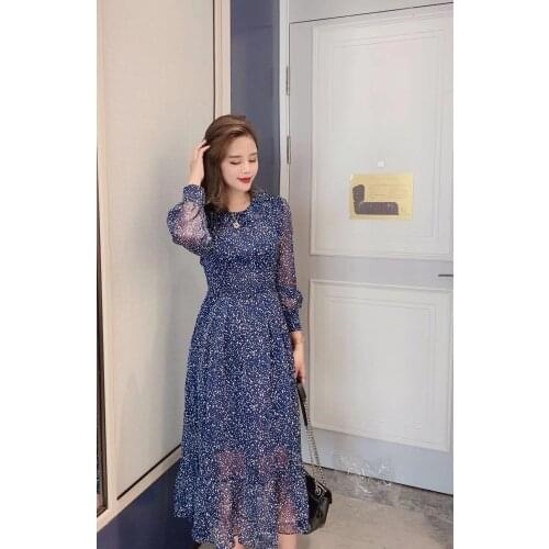 New 2021 Fashion Runway Summer Dress Womens Flare Long Floral Print Elegant Chiffon Midi Empire Dresses