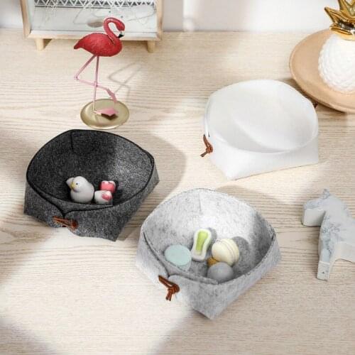 1 pcs DIY Foldable Home Organizer INS Style coin money box Felt Storage Basket Cute Mini Storage Box R