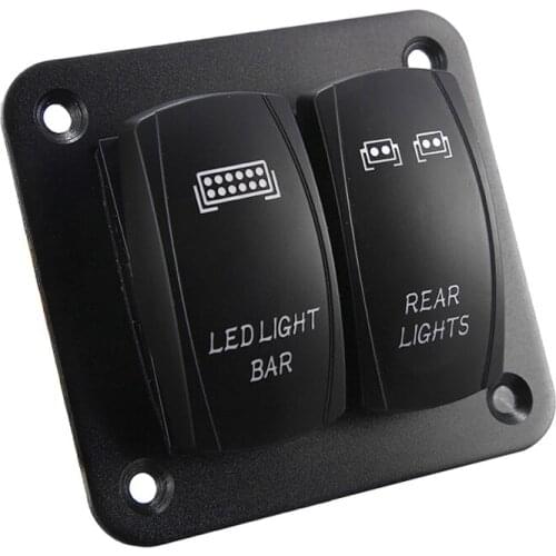 12V 24V 2 Gang Rocker Switch Panel 5 Pin ON/Off Toggle Switch Control Panel LED Light Wiring Harness for Boat Car Marine ATV UTV