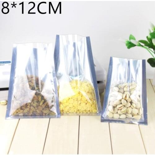200Pcs/ Lot 8*12cm Open Top Clear Aluminium Foil Plastic Bag Vacuum Pouches Heat Seal Bag Food Storage Package Packing Bags