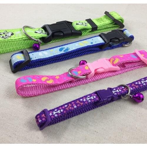 240pcs/lot Adjustable Nylon Dog Cute Puppy Pet Cat Collars Necklace Neck Bell S Size Mix Colors Free Shipping