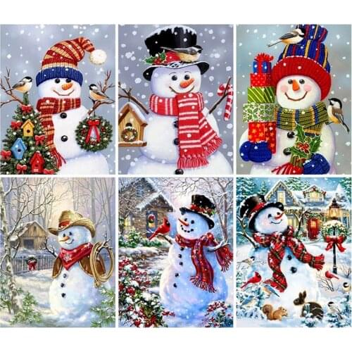 3d mosaic,diamond,picture of rhinestones diamond embroidery Winter Snowman diy diamond painting square round,cross-stitch B156