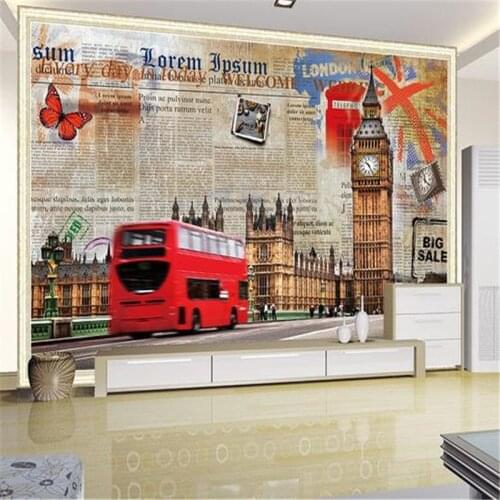 Custom 3D Stereoscopic Wallpapers City Theme Wall Murals European London Street Big Ben for Living Room Wall Papers for Walls 3D