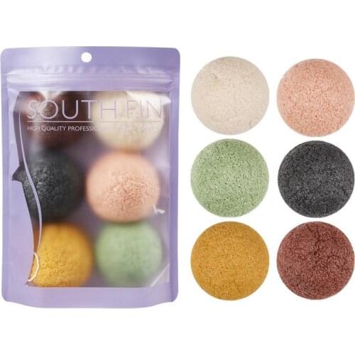 6PCS/SET Natural Konjac Facial Puff Face Deep Clean Washing Sponge Exfoliator Cleansing Konjac Puff Sensitive Skin Suitable HOT