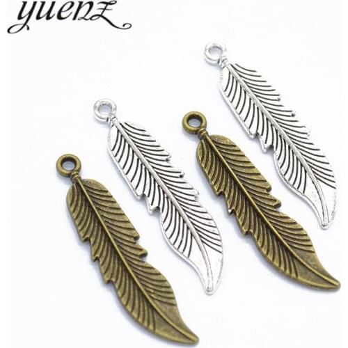 YuenZ 8 pcs Feather Charms Jewelry Making Metal Pendant Fit Diy Necklace 44*10mm D314