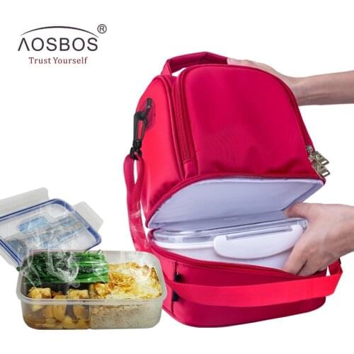 Aosbos Waterproof Nylon Lunch Bags Multifunctional Insulated Thermal Picnic Bag Tote Portable Cooler Bag Box bolsa termica