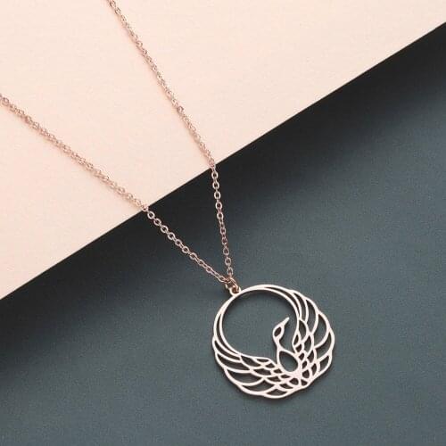 CHENGXUN 2020 Swan Delicate Phoenix Pendant Necklace Stainless Steel Metal for Women Girls Bohemia Necklace Jewelry Wholesale