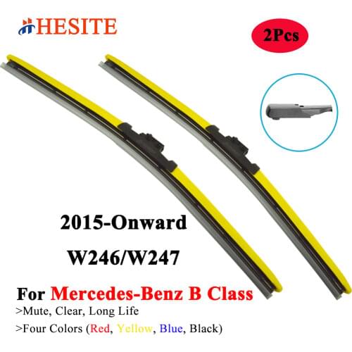 2Pcs Red Windshield Wiper Blades For Mercedes Benz B Class W245 W246 W242 W247 B180 B200 B250E Models Blue Yellow Colorful Wiper