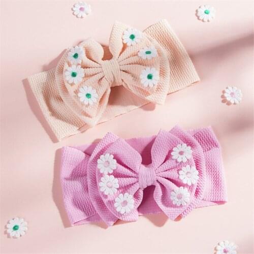 Baby Accessories Infant Baby Girl Double Layer Bow Headband Newborn Solid Headwear Headdress Nylon Elastic Hair Band Gifts Props