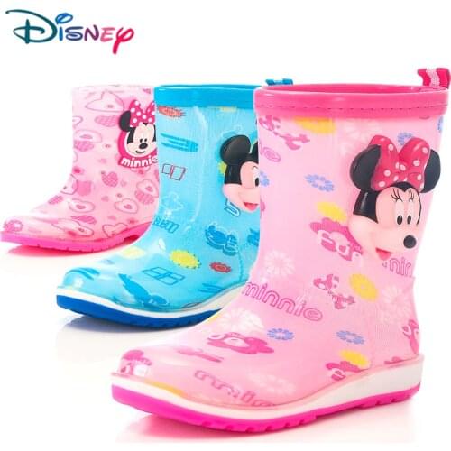 Disney Children Rain Boots Fashion Boys Girls Baby Student Rubber Shoes Water Shoes Mickey Minnie Non-slip Safety