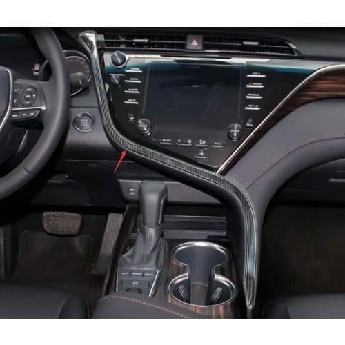 For Toyota Camry 2018 2019 2020 Carbon Fiber Style Center Console Decoration ABS Strip Interior Console Display Molding Trim