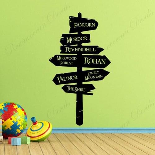 Road Sign Wall Sticker Vinyl Quote Text Vinyl Home Decor Kids Room Nursery Playroom Bedroom Cartoon Decals Removable Mural A685