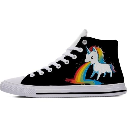Unicorn rainbow funny Fashion Novelty Popular Casual Cloth Shoes High Top Lightweight Breathable 3D Printed Men women Sneakers