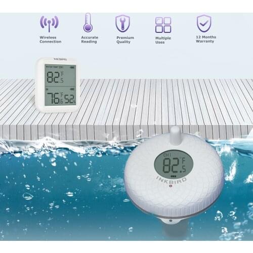 IBS-P01R Indoor&Outdoor Dual Monitor IPX7 Waterproof Thermometer Temperature Recorder for Fish Ponds Baby Bath Pool Spring Spa