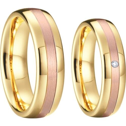 Unique Golden Bicolor Mens Tungsten carbide ring women jewelry Lovers Alliance wedding rings for couple anniversary gift