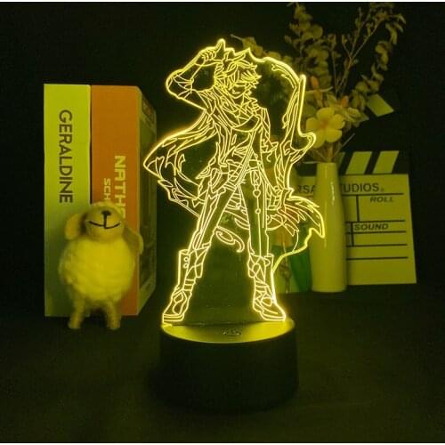 Room 3D Illusion Night Light USB LED Nightlight Tartaglia Figure Genshin Impact Lamp Bluetooth Control Home Decor Game Fans Gift