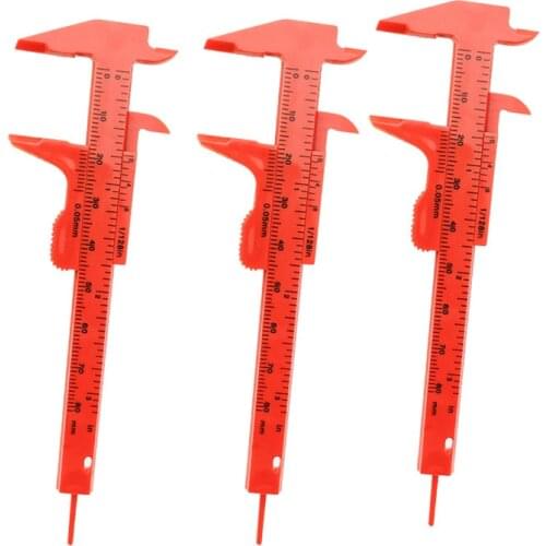 Red 0-80mm Plastic Vernier Ruler Mini Digital Vernier Caliper Student Conversion Measuring Tool Sliding Micrometer Caliper